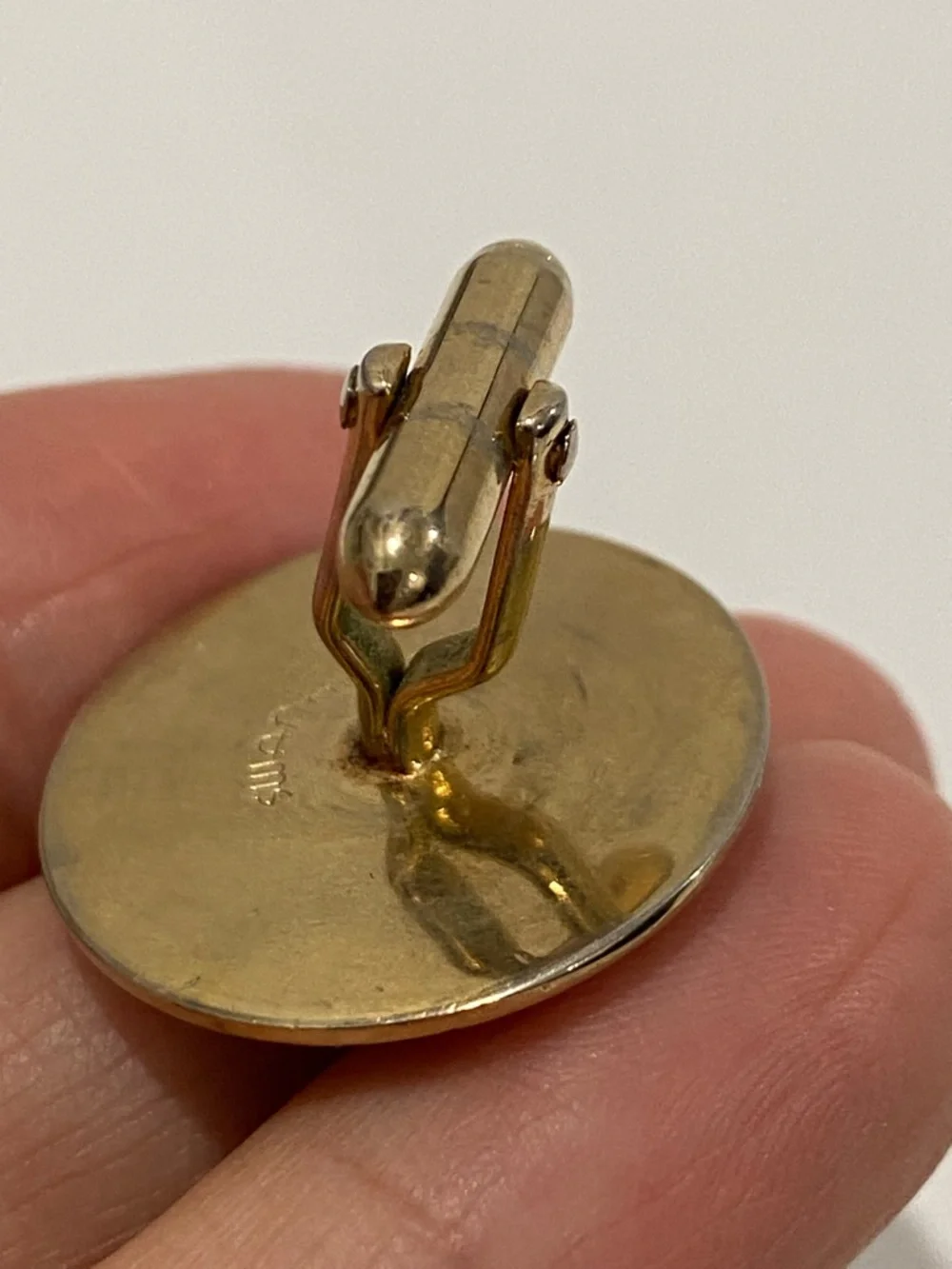 Vintage Swank Gold Tone With Dusty Blue Stone Men's Cuff Links